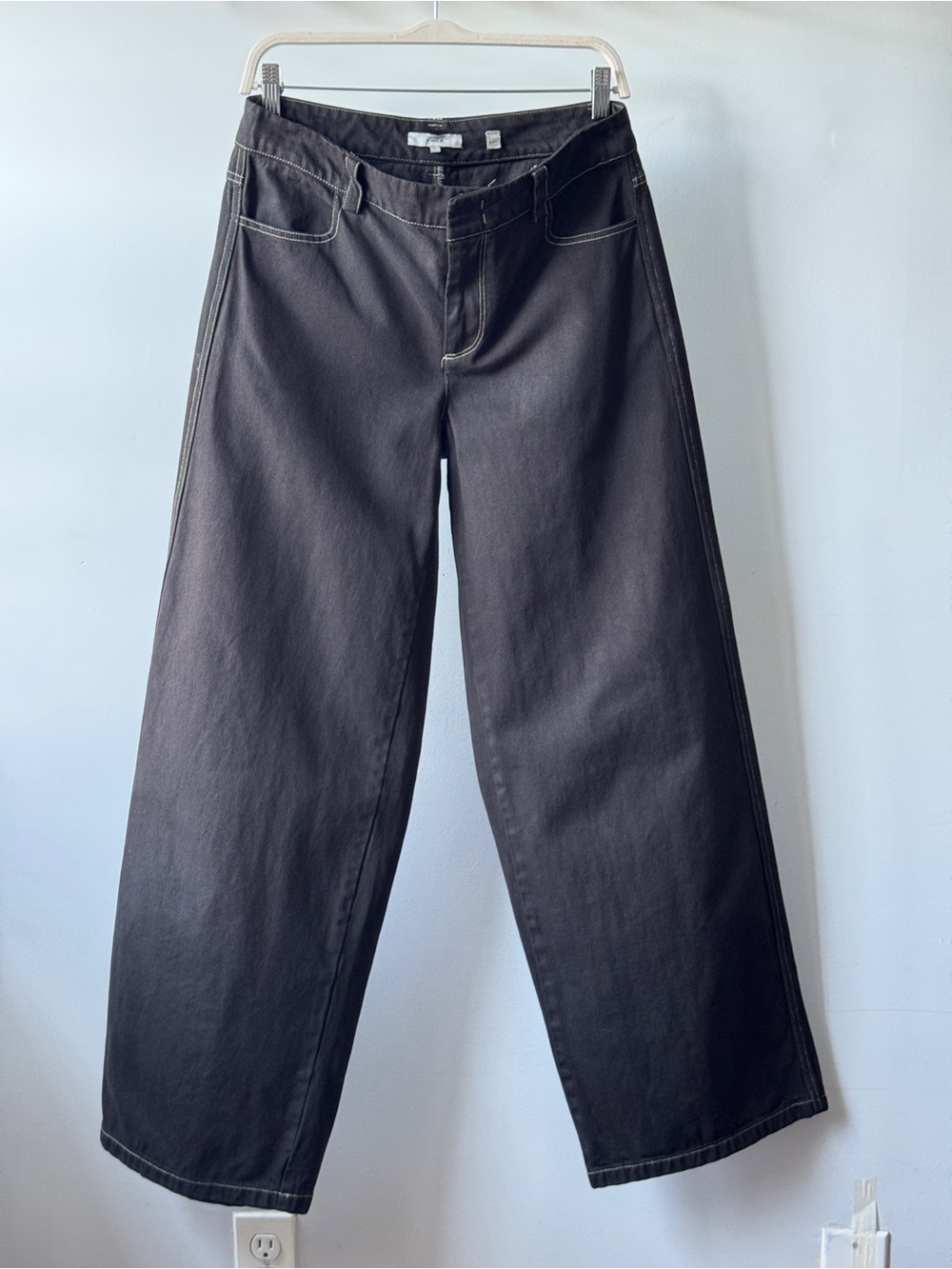 Vince Washed Cotton Twill Wide-Leg Pants -
Custom Dyed Black - Size 8